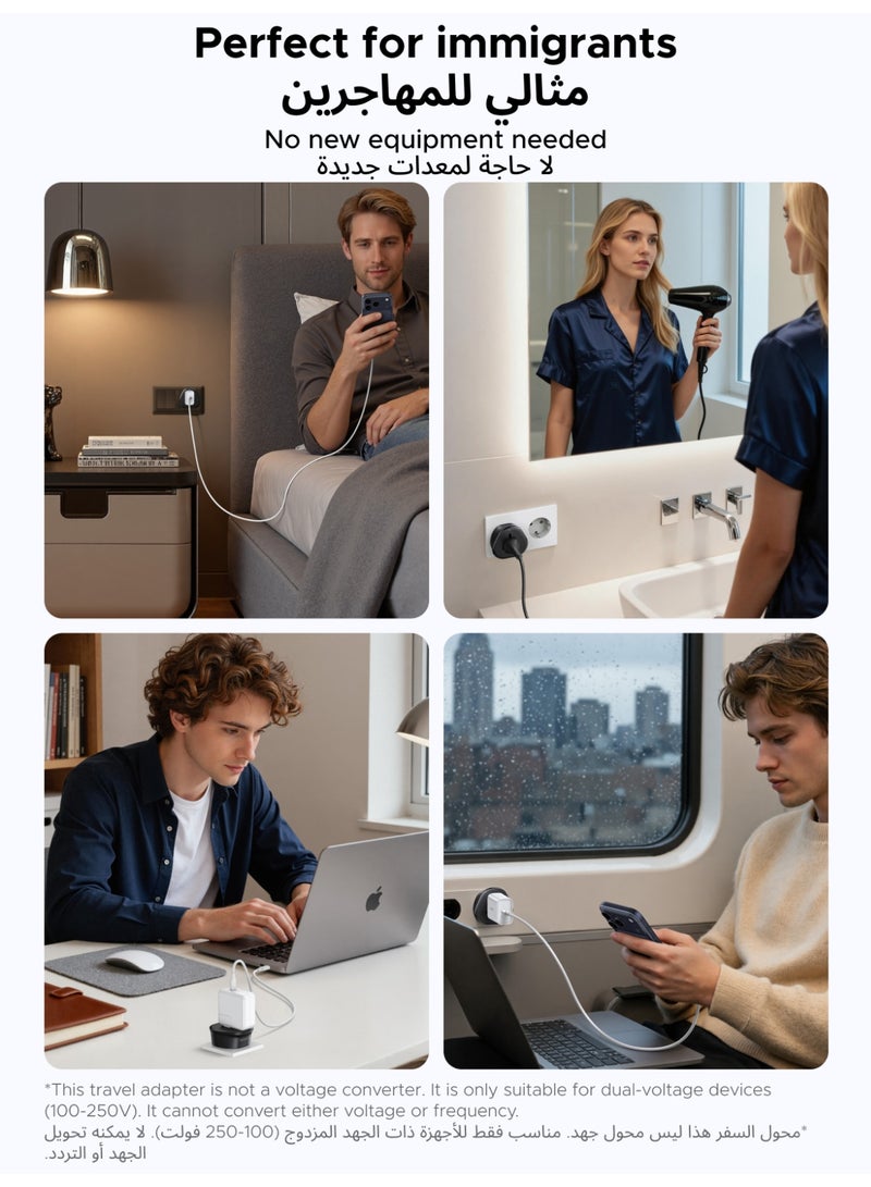 يو جرين محول سفر عالمي بمقبس أوروبي مناسب لأوروبا/إيران/تركيا/سوريا/مصر/ليبيا/أستراليا/روسيا/تايلاند، مقبس طاقة عالمي، مقبس عالمي مناسب لرحلات العمل والفنادق والمطارات للهواتف وأجهزة الكمبيوتر المحمولة - Image 5